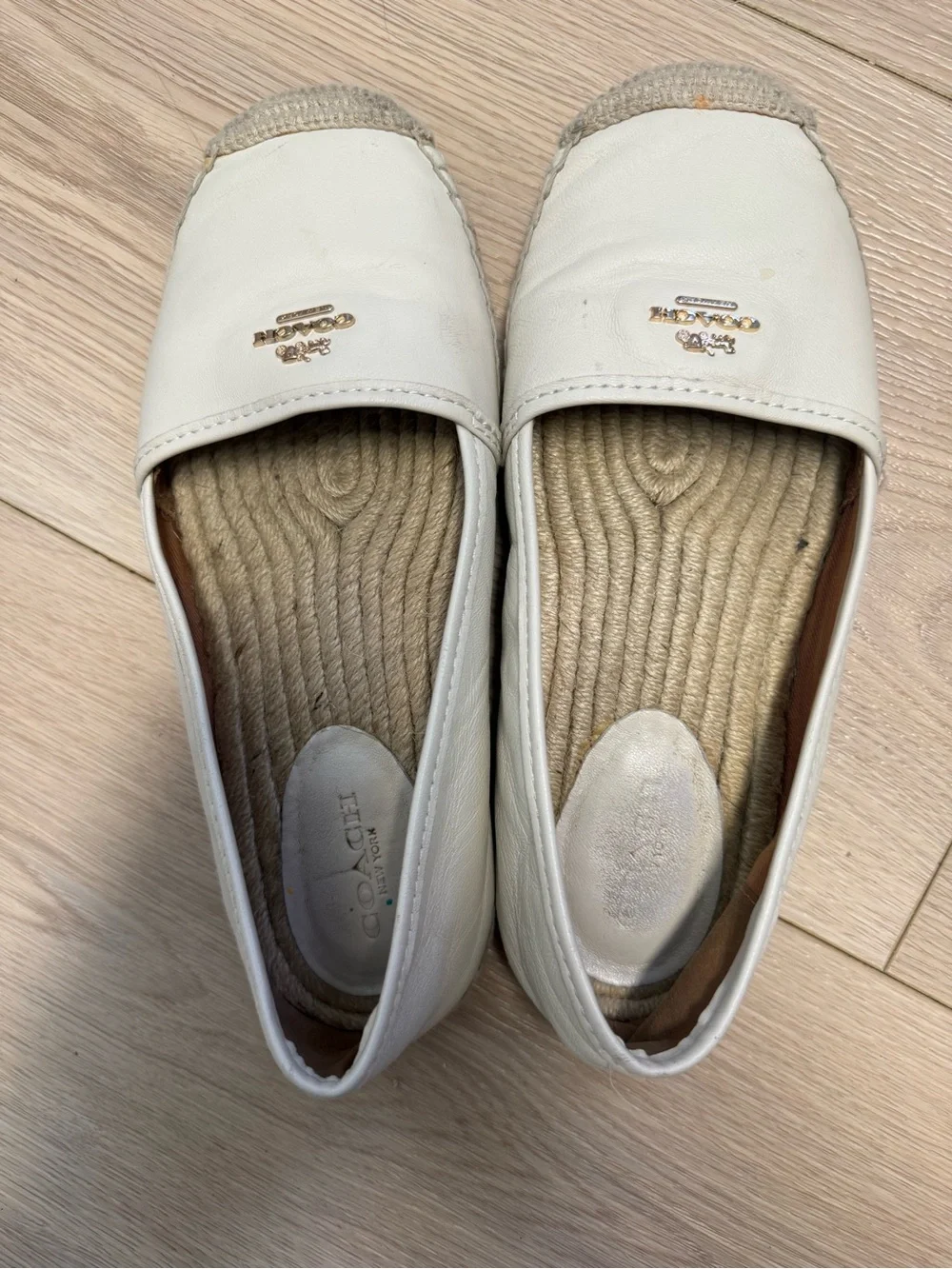 Coach Leather Off White Espadrilles Slip or Slide On Flats Size 7.5B
